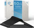 Produktbild: RSR-Hangers® Kleiderbügel K 43 cm aus Kunststoff 50 Stück Hemdenbügel 360° drehbarer Haken Blusenbügel Kunststoff Schwarz mit Hosensteg