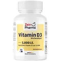 Produktbild: ZeinPharma Vitamin D3 5000 I.E. Kapseln hochdosiert- Vit D3, 2 Jahresvorrat Depot 90 Stück, natürliches Nahrungsergänzungsmittel ohne Zusatzstoffe, Reinsubstanz
