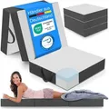 Produktbild: ELONEO Premium Visco Klappmatratze 90x200 cm, extra hoch 15 cm, Gästematratze klappbar, Faltmatratze, faltbare Matratze, Bandscheibenwürfel, Reis...