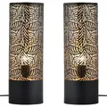 Produktbild: Marrakesch 2er Set Tischlampe Nachttischlampe 41cm groß | Aesthetic Deko Lampe im Wohnzimmer Schlafzimmer oder Kinderzimmer | Moderne Tischleuchte Verdure aus Metall schwarz gold E27 Lampenfassung