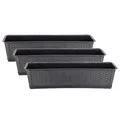 Produktbild: 3er Set Blumenkasten mit Untersetzer 70 cm lang Rattan-Optik anthrazit