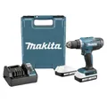 Produktbild: Makita Akku-Bohrschrauber Akku-Bohrschrauber 18V 1.5 Ah Li-Ion + 2. Akkus, inkl. 2. Akku, inkl. Ladegerät, inkl. Koffer
