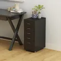 Produktbild: Rollcontainer Kökar Mit 5 Schubladen 69x28x41 Cm Schwarz Matt [en.casa]