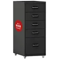 Produktbild: [en.casa] Rollcontainer Kökar Schubladenschrank Metall Aktenschrank mit 5 Schubladen Bürowagen mit Rollen für Arbeitszimmer 69 x 28 x 41 cm Schwarz matt