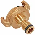 Produktbild: MegaHaustechnik Schnellkupplung Adapter Übergangsstück aus Messing passt für System GEKA, mit Stecker passend für Gardena Schlauchanschluß Buchse, Trinkwasser geeignet, Klauenkupplung