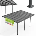 Produktbild: Juskys Terrassenüberdachung Borneo 5,5 x 3 m – Aluminium Terrassendach mit Doppelstegplatten Sonnenschutz Wandmontage Überdachung für Terrassen Dunkelgrau