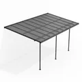 Produktbild: Juskys Terrassenüberdachung Borneo 5,5 x 3 m — Sonnenschutz aus Aluminium mit grauen Doppelstegplatten — Terrassendach zur Wandmontage in Dunkelgrau
