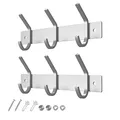 Produktbild: Dripex Kleiderhaken 3 Haken Garderobenleiste Edelstahl Gebürstet für Jacken Kleider bis zu 20kg belastbar Hakenleiste für Flur Vorzimmer 22cm (Silber, 2 Stück)