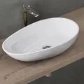 Produktbild: Doporro Aufsatzwaschbecken Weiß Glänzend Oval Colossum809 Bth: 59,8x36x14 Cm Mineralguss Waschbecken Ohne Armaturloch