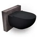 Produktbild: Bernstein spülrandloses Wand-WC E-9030 – Schwarz matt, Tiefspüler, Soft-Close-Deckel, Nano-Beschichtung, waagerechter Abgang, geräuschloses Schließen