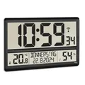 Produktbild: TFA Dostmann XL Wanduhr digital, 60.4520.01, mit Temperatur und Luftfeuchtigkeit, Wochentag (8 Sprachen), Funkuhr, gut ablesbar, groß, schwarz