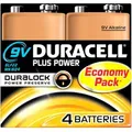 Produktbild: Duracell Batterie Alkaline, E-Block, 6LR61, 9V Plus, Extra Life, Retail Blister (4-Pack)