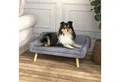 Produktbild: PawHut Tierbett Haustiersofa mit Holzbeine, Haustiercouch mit Kissen, Samt, Samt, Grau, 102 x 58,5 x 42,5 cm