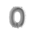 Produktbild: Karaloon silberner Ballon Zahl 0 aus aluminiumbeschichteter Folie