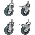 Produktbild: BKshop | Schwerlastrollen 4 x 50 mm, Lenkrollen, 2er mit Bremse, Tragfähigkeit 140kg, Transportroller, Bockrollen, Möbelrollen