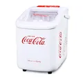 Produktbild: Salco Coca Cola Eiswürfelmaschine – Ice Maker mit 2 Eiswürfelgrößen – 10 kg Eiswürfel pro Tag – Retro-Design Weiß – Tragbare Eiswürfelmaschine für Cocktails, Getränke & Partys