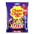 Produktbild: Chupa Chups Zungenmaler Lutscher, Nachfüllbeutel 10 Stück, Cola, Kirsch, Orangen-Geschmack, Färben die Zunge, ohne künstliche Farbstoffe, geeignet für Geburtstag, 10 x 12g