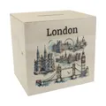 Produktbild: Skyline London Spardose aus Holz Wahrzeichen der Stadt Big Ben Tower Bridge London Eye Buckingham Palace - Perfekt für Sammler