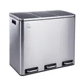 Produktbild: SVITA TM3X18 Edelstahl Treteimer 54 Liter Abfalleimer Mülleimer Design Silber Mülltrennung Papierkorb Küchen-Ordnung Trennsystem