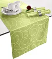 Produktbild: Erwin Müller Tischläufer, Tischdecke Oberhausen, Jacquard Ranken grün Größe 40x170 cm - pflegeleicht, bügelleicht, mit Kuvertsaum