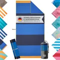 Produktbild: Blumtal Strandtuch XXL aus Mikrofaser - kompaktes und schnelltrocknendes Handtuch/Strandhandtuch 90x180 - Stranddecke sandfrei mit Band - Microfaser Handtücher - Stranddecke in Blau gestreift