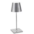 Produktbild: Zafferano LED Akku-Tischleuchte POLDINA MINI, 30cm, 2,2W, 2700-3000K, IP65, mit Touch-Dimmer, silber ZAF-LD0320BFA