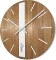 Produktbild: FLEXISTYLE Modern wanduhr ohne tickgeräusche modern wanduhren Holz Badezimmer Wohnzimmer Eiche (Weiß Runden, 50cm)