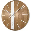 Produktbild: FLEXISTYLE Modern wanduhr ohne tickgeräusche modern wanduhren Holz Badezimmer Wohnzimmer Eiche (Weiß Runden, 50cm)
