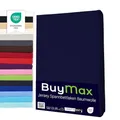 Produktbild: Buymax® Spannbettlaken 90x200cm Baumwolle 100% Spannbetttuch Bettlaken Jersey, Matratzenhöhe bis 25 cm, Farbe Marineblau