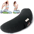 Produktbild: sei Design Halbmond Yogakissen Meditationskissen Yoga Kissen mit Buchweizenschalen-Füllung Yoga Block Bodenkissen groß Meditation Sitzkissen 46x25x10 Schwarz