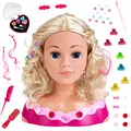 Produktbild: Theo Klein 5392 Schmink- und Frisierkopf Emma I Inkl. Kosmetikherz und Haarschmuck I Wasch- und kämmbares Haar I Maße: 23,5 cm x 13 cm x 27 cm I Spielzeug für Kinder ab 3 Jahren