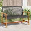 Produktbild: vidaXL Gartenbank Schwarz 112 cm Poly Rattan und Akazienholz