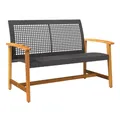 Produktbild: vidaXL Sofaelement Gartenbank Schwarz 112 cm Poly Rattan und nholz (1 St)