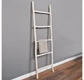 Produktbild: LebensWohnArt Dekoleiter Deko-Leiter KEPALA H150cm White-Wash Teak Handtuchhalter Kleiderständer