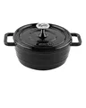 Produktbild: Sallys Medium Gourmet Gusseisentopf mit Deckel, emaillierte Beschichtung, Für alle Herdarten, ofenfest bis 250 Grad, 2,2 Liter Inhalt (Fury Black Majolika)