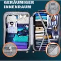 Produktbild: MONZANA® 3tlg. Kofferset Baseline Hartschalen Koffer M-L-XL Gel-Griffe 4 Rollen Kantenschutz Schloss Standfüße Trolley Rollkoffer Reisekoffer si... - Grau/Silber
