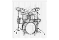 Produktbild: Abakuhaus Duschvorhang Moderner Digitaldruck mit 12 Haken auf Stoff Wasser Resistent Breite 175 cm, Höhe 180 cm, Rockmusik Schlagzeuger-Gekritzel-Kunst