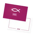 Produktbild: itenga 24x Dankeskarten FISCH Kommunion Taufe Konfirmation PINK Mädchen Anhänger