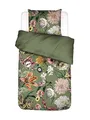 Produktbild: ESSENZA Bettwäsche Filou Forest Green Satin Blumen Blüten Dahlien Tulpen Floral Geblümt Sterne Waldgrün Grün, Größe:155 cm x 220 cm