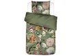 Produktbild: Essenza Bettwäsche Filou Forest Green Satin, Satin, 2 teilig, Blumen, Rosen, Dahlien, Punkte