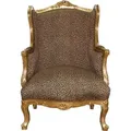 Produktbild: Casa Padrino Barock Lounge Thron Sessel Leopard / Gold Mod2 - Ohren Sessel - Ohrensessel Tron Stuhl