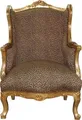 Produktbild: Casa Padrino Barock Lounge Thron Sessel Leopard / Gold Mod2 - Ohren Sessel