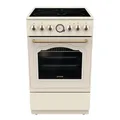 Produktbild: Gorenje Classico GECS 5B70CLI Elektrostandherd mit Glaskeramik-Kochfeld/Retro Design / 50cm / 70 Liter/Gentle Close/Schnellaufheizung/AirFry/ExtraSteam/Pizzamodus/AquaClean/champagne