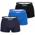 Produktbild: s.Oliver Herren Boxershorts, 3er Pack - Trunks, Hipsters, Baumwoll-Stretch Blau M