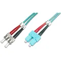 Produktbild: Digitus LWL Patchkabel ST zu SC Multimode 50/125 m Duplex Länge 1m Klasse OM3 (UTP, CAT7, 1 m) (DK-2512-01/3)