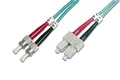 Produktbild: DIGITUS DK-2512-01/3 – Glasfaserkabel OM3 – 1 m – ST zu SC – Duplex LWL Kabel – 1/10/40/100 Gbit/s – MM Multimode Glasfaser LAN Kabel – Fasertyp: 50/125 µ – Türkis (Aqua)