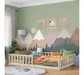 Produktbild: Bellabino Kinderbett Vere mit Rausfallschutz und Lattenrost (natur, Kiefer Massivholz), Bodenbett verfügbar in 80x160 & 90/120/140x200 cm