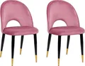 Produktbild: BELIANI Esszimmerstuhl 2er Set Rosa Samtstoff mit Schwarzen Metallbeinen Goldene Akzente Retro Wohnzimmer Esszimmer Ausstattung Möbel Sitzmöbel