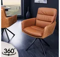 Produktbild: LebensWohnArt Stuhl Bequemer Drehstuhl CHARLES III cognac Echtleder Mikrofaser