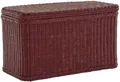 Produktbild: Rattan Wäschekorb  stabiler Deckel  Wäschesammler ( Bordeaux-Rot, Rechteckig)